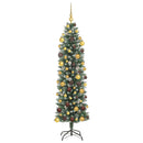 vidaXL Mű Karcsú Karácsonyi Fa 300 LED-del Zöld és Fehér 180 cm