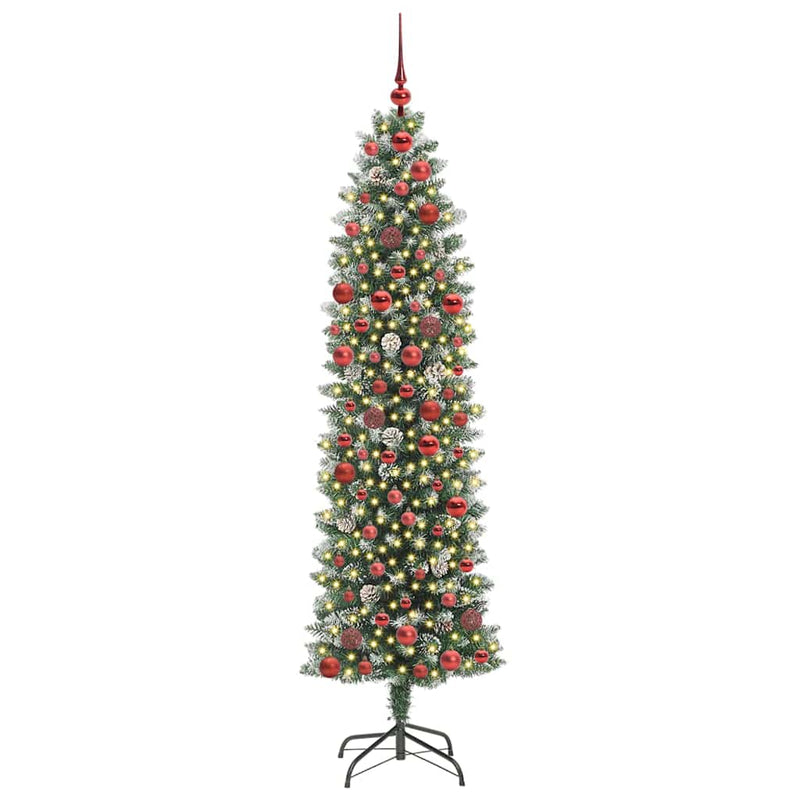 vidaXL Mű Karcsú Karácsonyi Fa 300 LED-del Zöld és fehér 180 cm