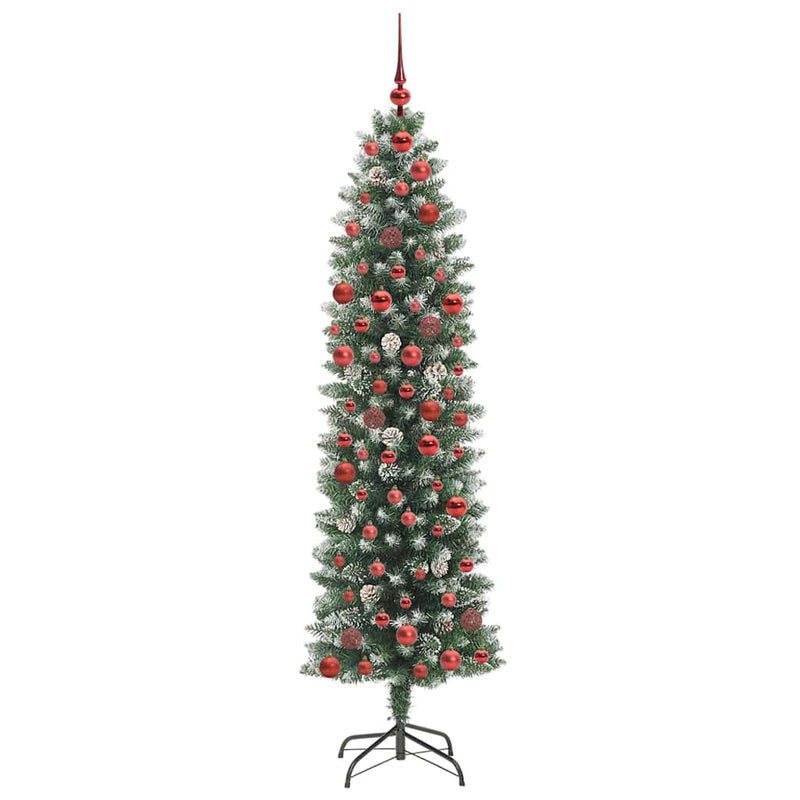 vidaXL Mű Karcsú Karácsonyi Fa 300 LED-del Zöld és fehér 180 cm