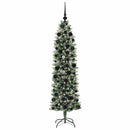 vidaXL Mű Karcsú Karácsonyi Fa 300 LED-del Zöld és Fehér 180 cm