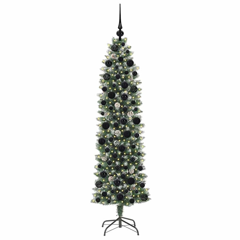 vidaXL Mű Karcsú Karácsonyi Fa 300 LED-del Zöld és fehér 180 cm