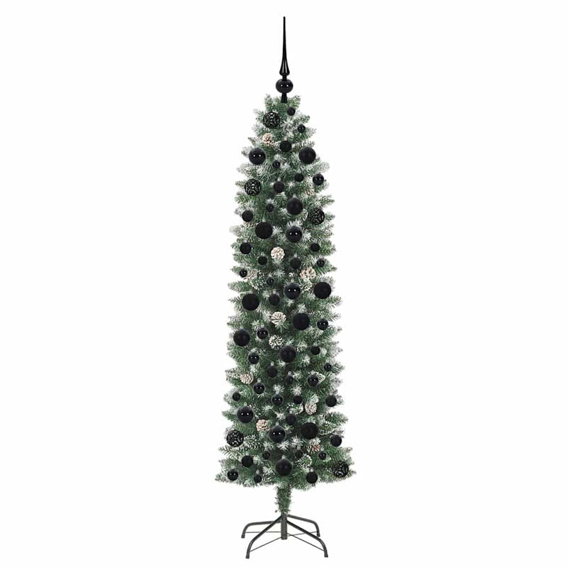 vidaXL Mű Karcsú Karácsonyi Fa 300 LED-del Zöld és fehér 180 cm