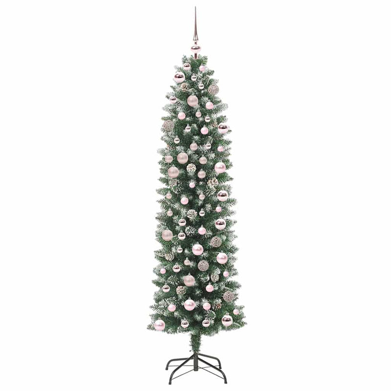 vidaXL Mű Karcsú Karácsonyi Fa 300 LED-del Zöld és fehér 180 cm