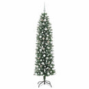 vidaXL Mű Karcsú Karácsonyi Fa 300 LED-del Zöld és Fehér 180 cm