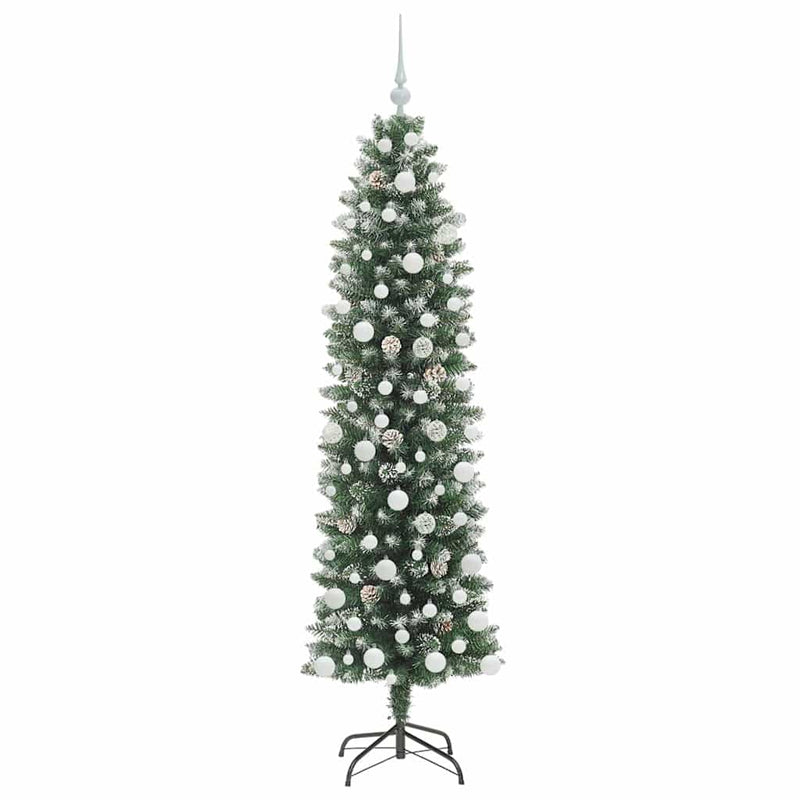 vidaXL Mű Karcsú Karácsonyi Fa 300 LED-del Zöld és fehér 180 cm
