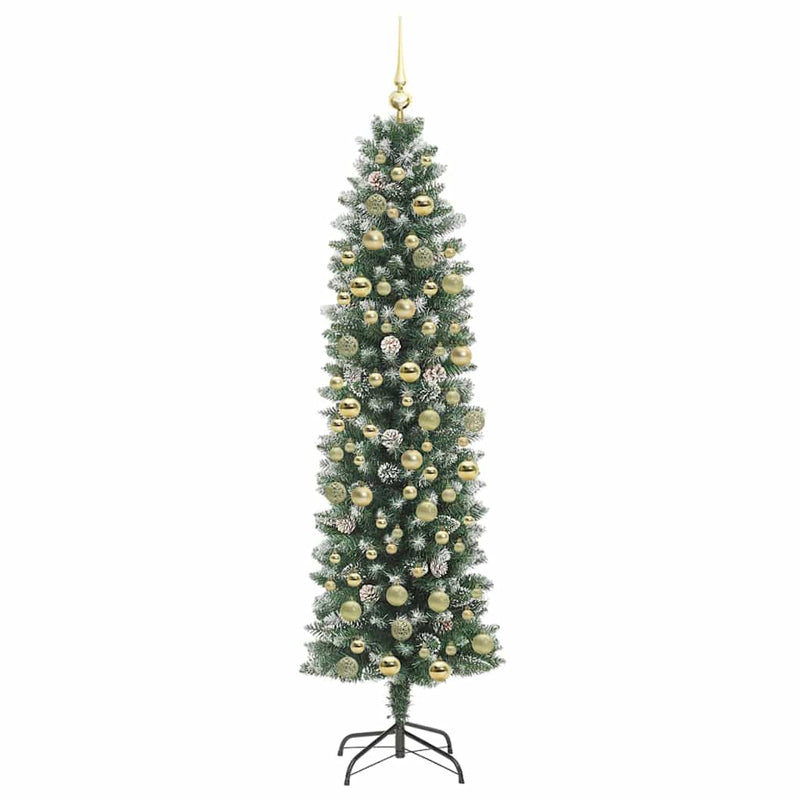vidaXL Mű Karcsú Karácsonyi Fa 300 LED-del Zöld és fehér 180 cm
