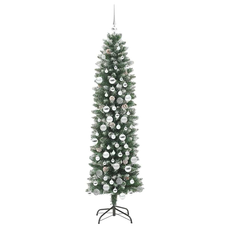 vidaXL Mű Karcsú Karácsonyi Fa 300 LED-del Zöld és fehér 180 cm