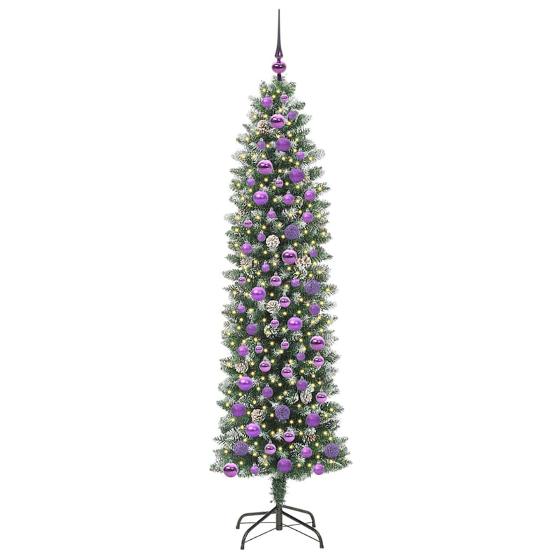 vidaXL Mű Karcsú Karácsonyi Fa 300 LED-del Zöld és fehér 180 cm