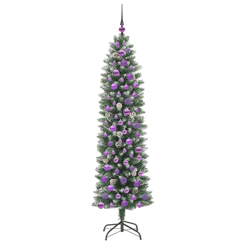 vidaXL Mű Karcsú Karácsonyi Fa 300 LED-del Zöld és fehér 180 cm
