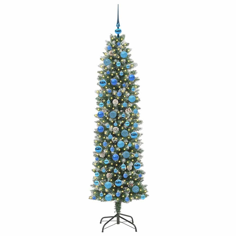 vidaXL Mű Karcsú Karácsonyi Fa 300 LED-del Zöld és fehér 180 cm