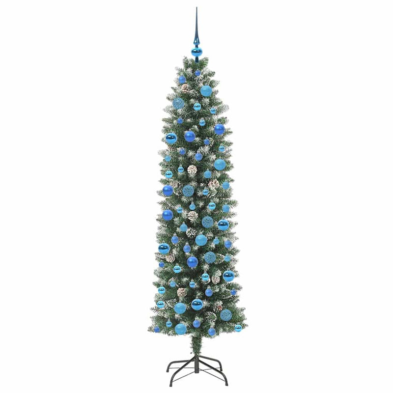 vidaXL Mű Karcsú Karácsonyi Fa 300 LED-del Zöld és fehér 180 cm