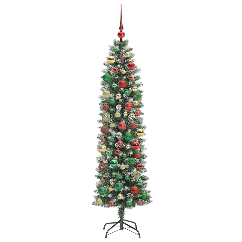 vidaXL Mű Karcsú Karácsonyi Fa 300 LED-del Zöld és fehér 180 cm
