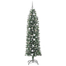 vidaXL Mű Karcsú Karácsonyi Fa 300 LED-del Zöld és Fehér 210 cm