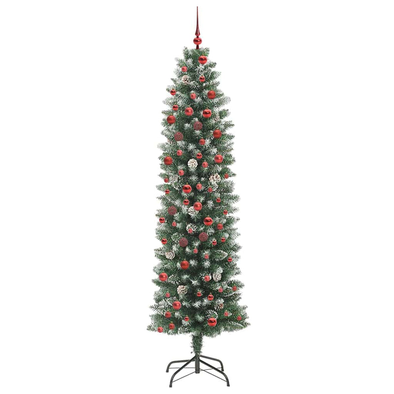 vidaXL Mű Karcsú Karácsonyi Fa 300 LED-del Zöld és fehér 210 cm