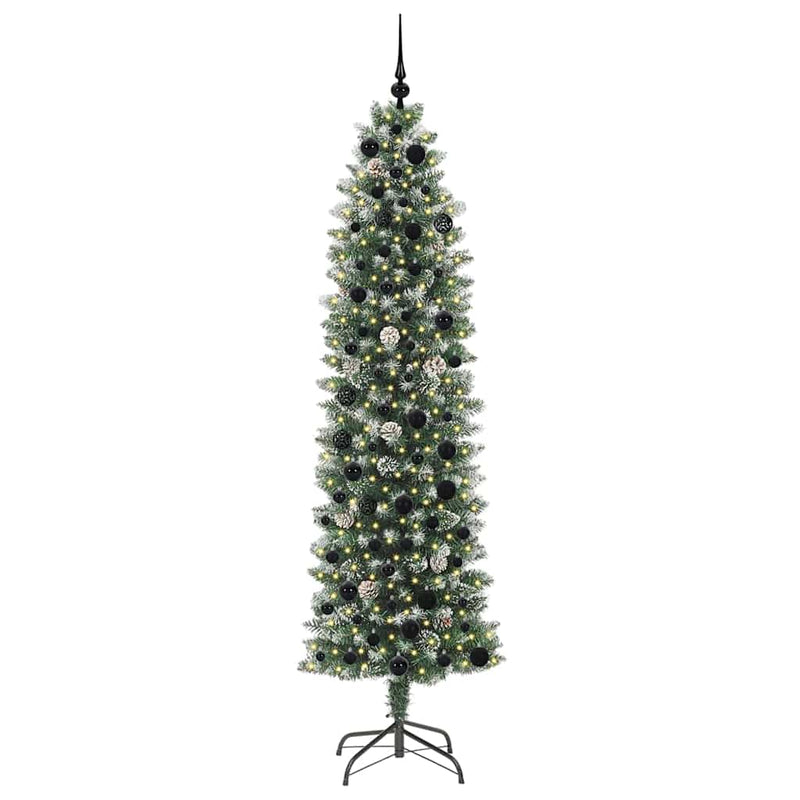 vidaXL Mű Karcsú Karácsonyi Fa 300 LED-del Zöld és fehér 210 cm