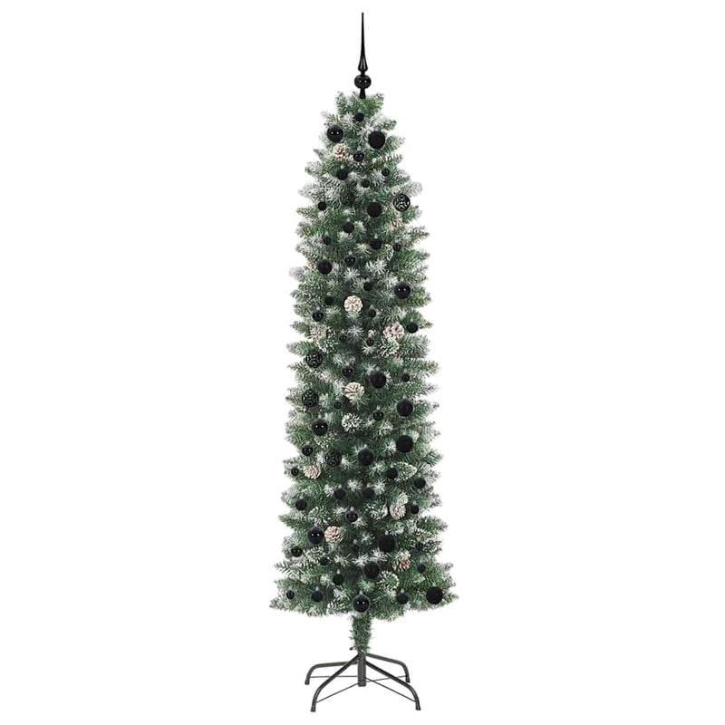 vidaXL Mű Karcsú Karácsonyi Fa 300 LED-del Zöld és fehér 210 cm