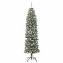 vidaXL Mű Karcsú Karácsonyi Fa 300 LED-del Zöld és Fehér 210 cm