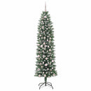 vidaXL Mű Karcsú Karácsonyi Fa 300 LED-del Zöld és Fehér 210 cm