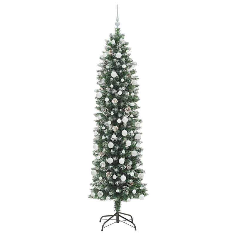 vidaXL Mű Karcsú Karácsonyi Fa 300 LED-del Zöld és fehér 210 cm