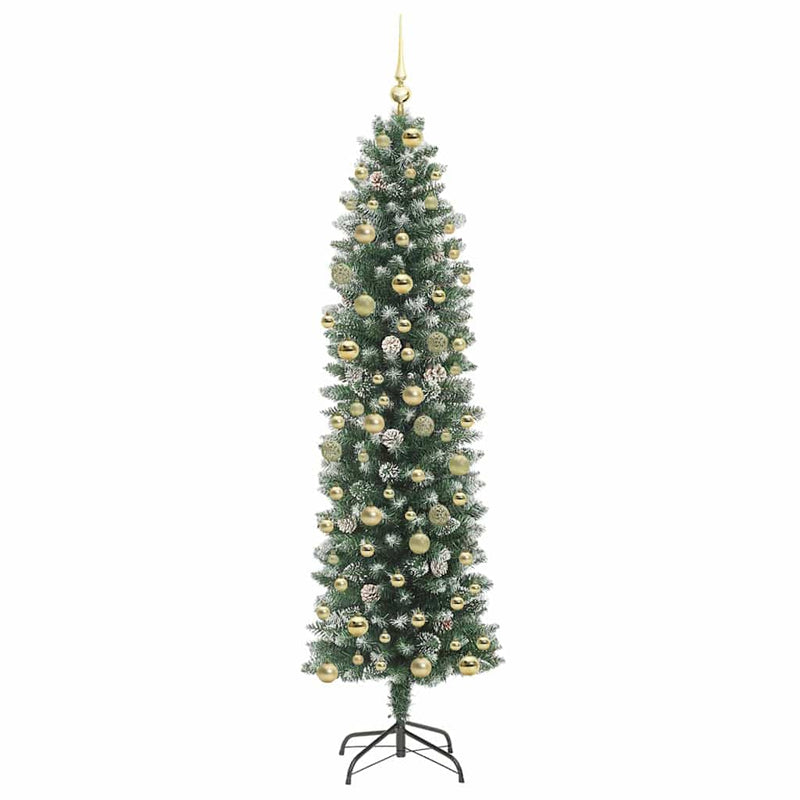 vidaXL Mű Karcsú Karácsonyi Fa 300 LED-del Zöld és fehér 210 cm