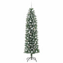 vidaXL Mű Karcsú Karácsonyi Fa 300 LED-del Zöld és Fehér 210 cm