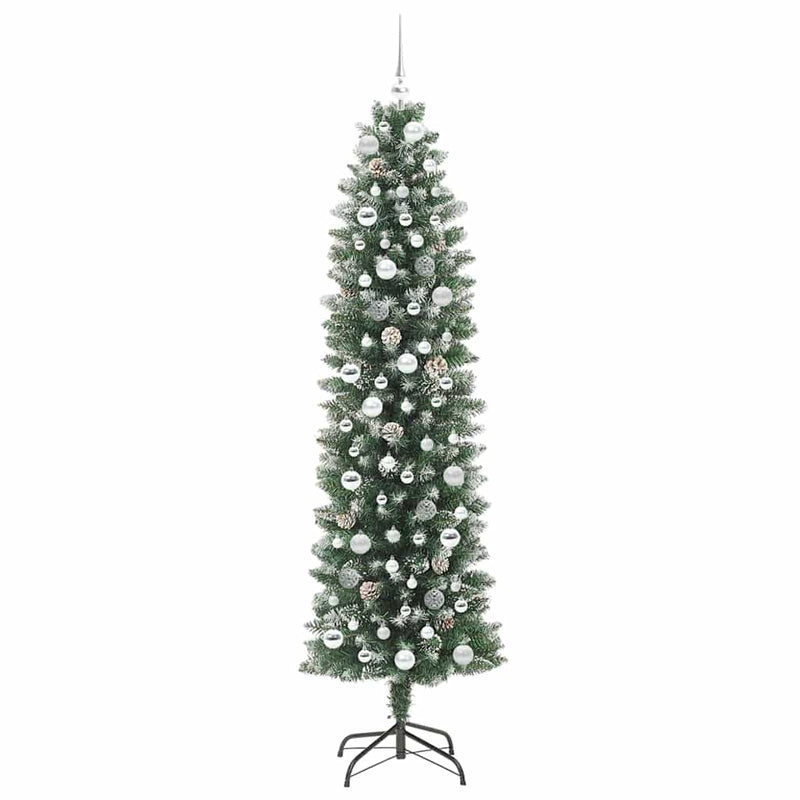 vidaXL Mű Karcsú Karácsonyi Fa 300 LED-del Zöld és fehér 210 cm