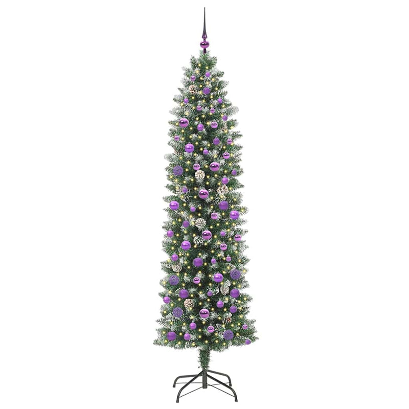 vidaXL Mű Karcsú Karácsonyi Fa 300 LED-del Zöld és fehér 210 cm