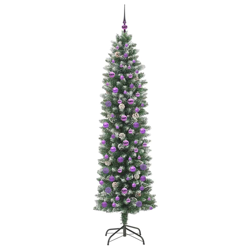 vidaXL Mű Karcsú Karácsonyi Fa 300 LED-del Zöld és fehér 210 cm