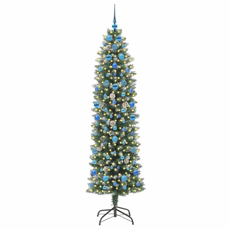 vidaXL Mű Karcsú Karácsonyi Fa 300 LED-del Zöld és fehér 210 cm