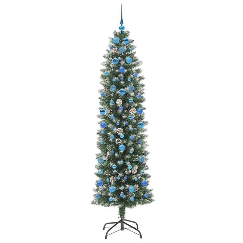 vidaXL Mű Karcsú Karácsonyi Fa 300 LED-del Zöld és fehér 210 cm