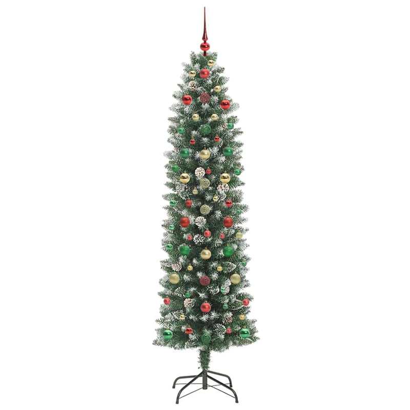 vidaXL Mű Karcsú Karácsonyi Fa 300 LED-del Zöld és fehér 210 cm