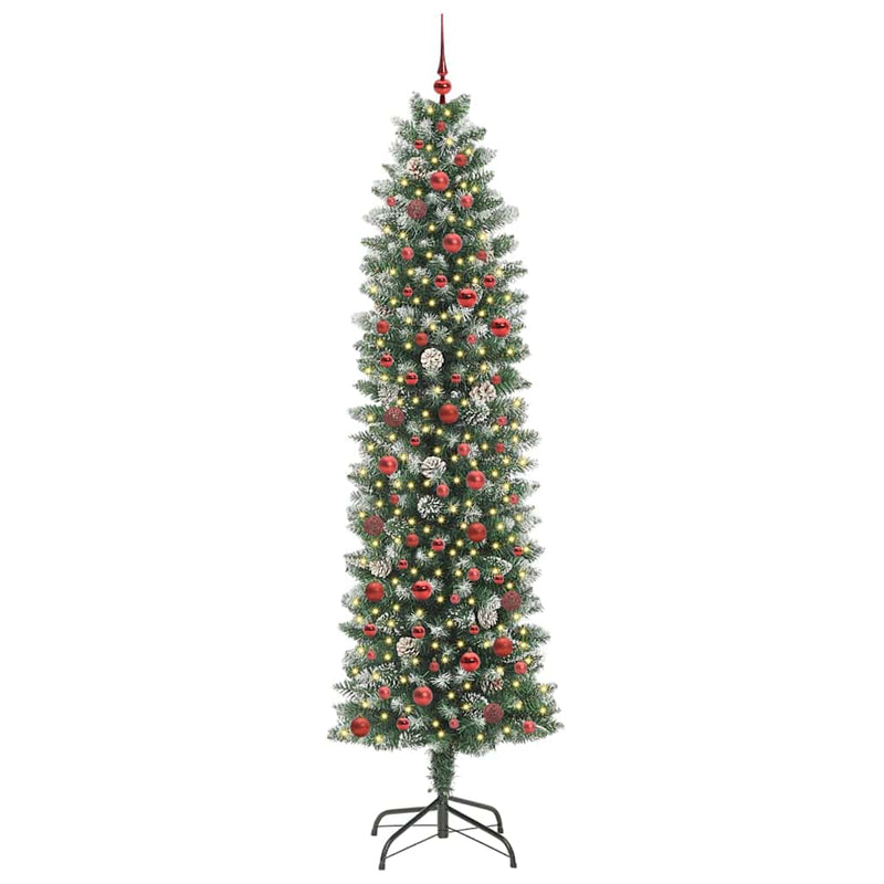 vidaXL Mű Karcsú Karácsonyi Fa 300 LED-del Zöld és fehér 240 cm