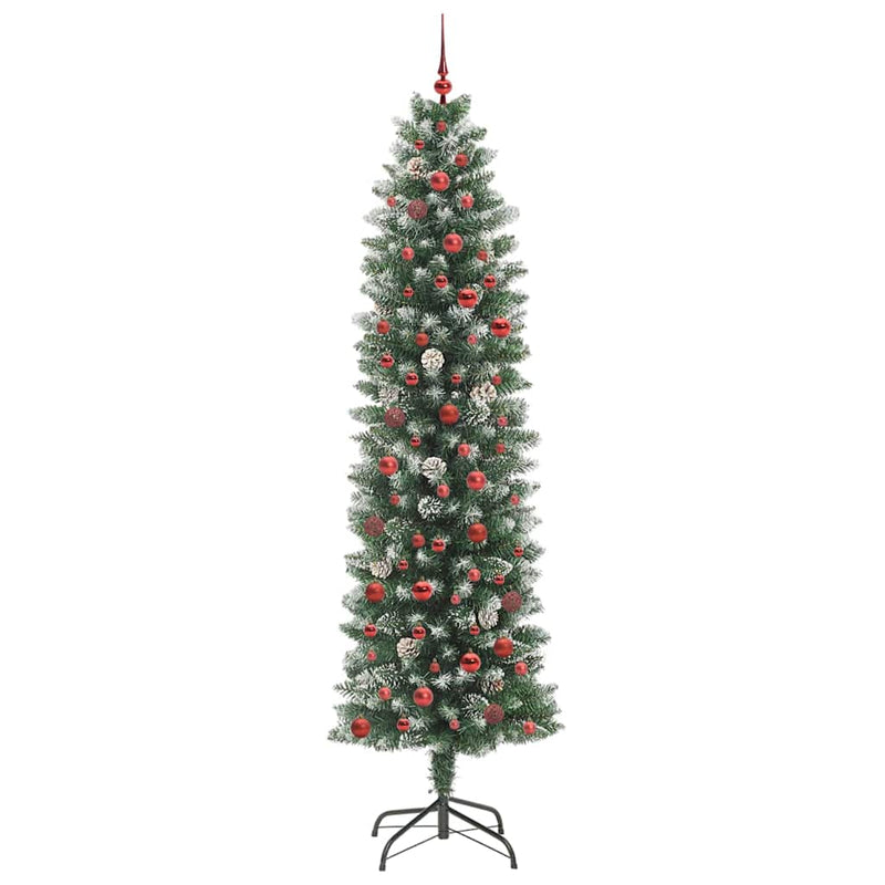 vidaXL Mű Karcsú Karácsonyi Fa 300 LED-del Zöld és fehér 240 cm