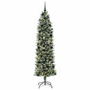 vidaXL Mű Karcsú Karácsonyi Fa 300 LED-del Zöld és Fehér 240 cm