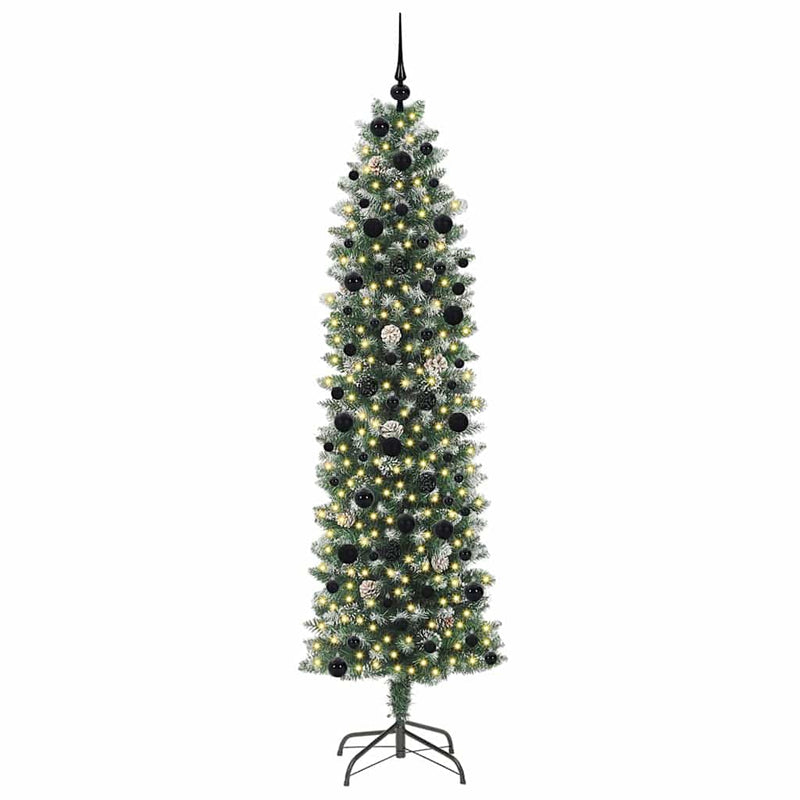 vidaXL Mű Karcsú Karácsonyi Fa 300 LED-del Zöld és fehér 240 cm