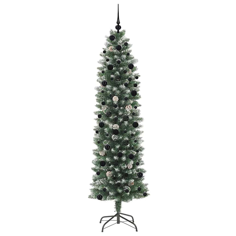 vidaXL Mű Karcsú Karácsonyi Fa 300 LED-del Zöld és fehér 240 cm