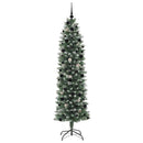 vidaXL Mű Karcsú Karácsonyi Fa 300 LED-del Zöld és Fehér 240 cm