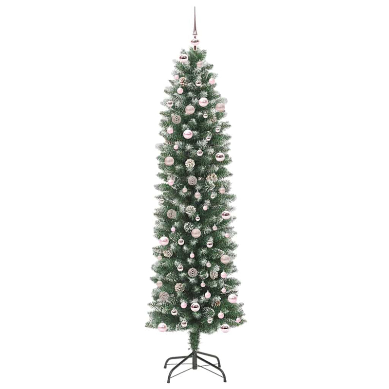 vidaXL Mű Karcsú Karácsonyi Fa 300 LED-del Zöld és fehér 240 cm