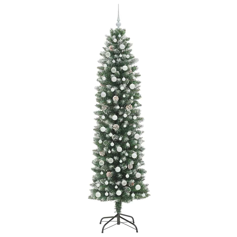 vidaXL Mű Karcsú Karácsonyi Fa 300 LED-del Zöld és fehér 240 cm