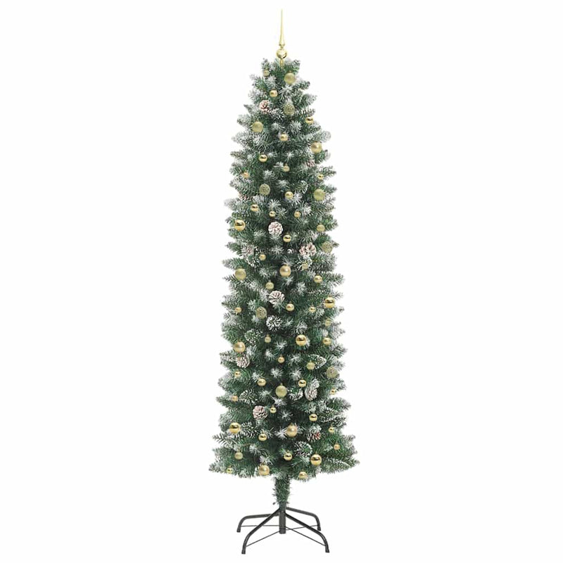 vidaXL Mű Karcsú Karácsonyi Fa 300 LED-del Zöld és fehér 240 cm