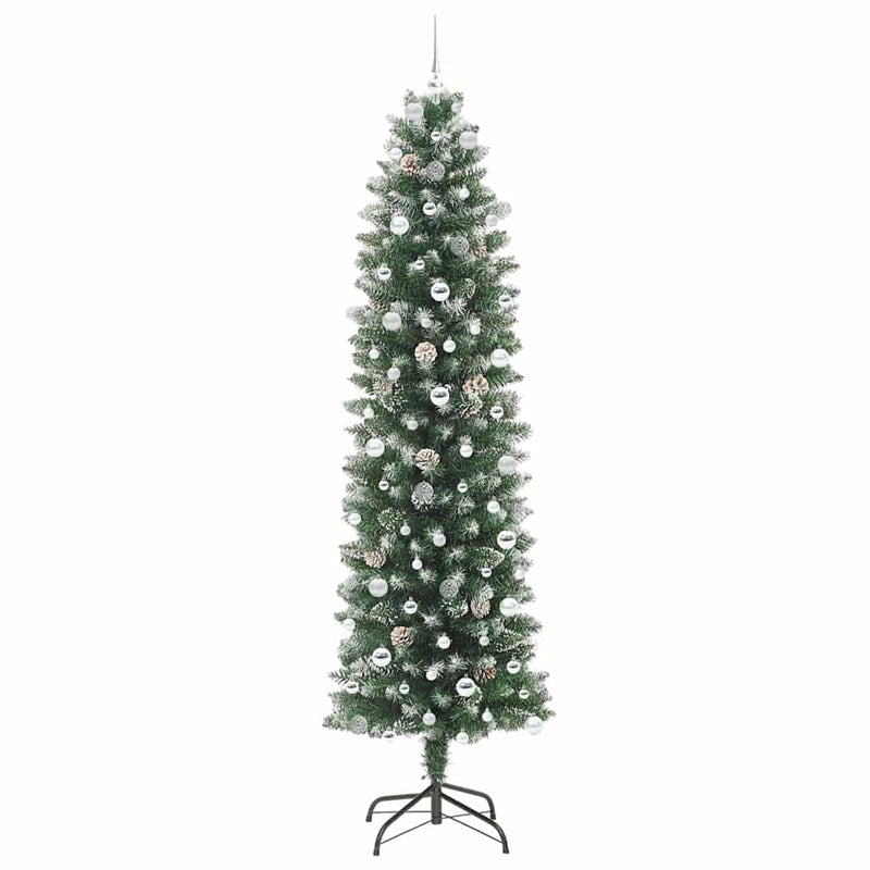 vidaXL Mű Karcsú Karácsonyi Fa 300 LED-del Zöld és fehér 240 cm
