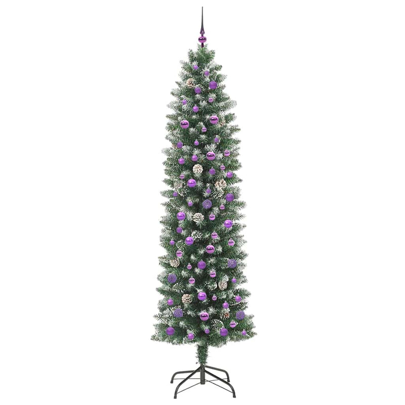 vidaXL Mű Karcsú Karácsonyi Fa 300 LED-del Zöld és fehér 240 cm