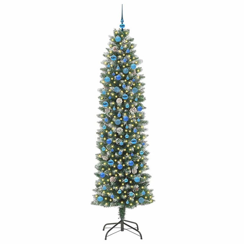 vidaXL Mű Karcsú Karácsonyi Fa 300 LED-del Zöld és fehér 240 cm