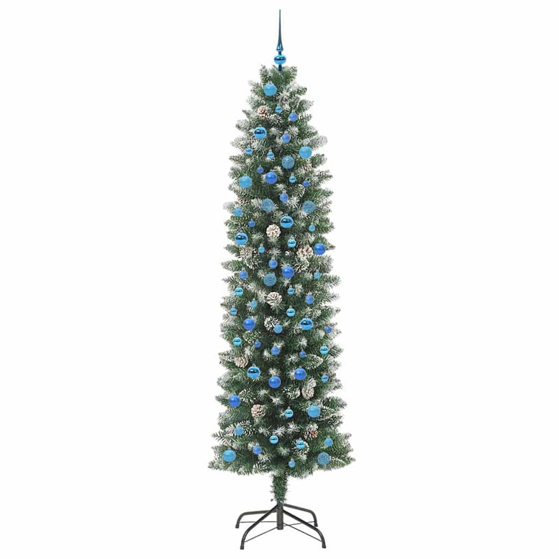 vidaXL Mű Karcsú Karácsonyi Fa 300 LED-del Zöld és fehér 240 cm