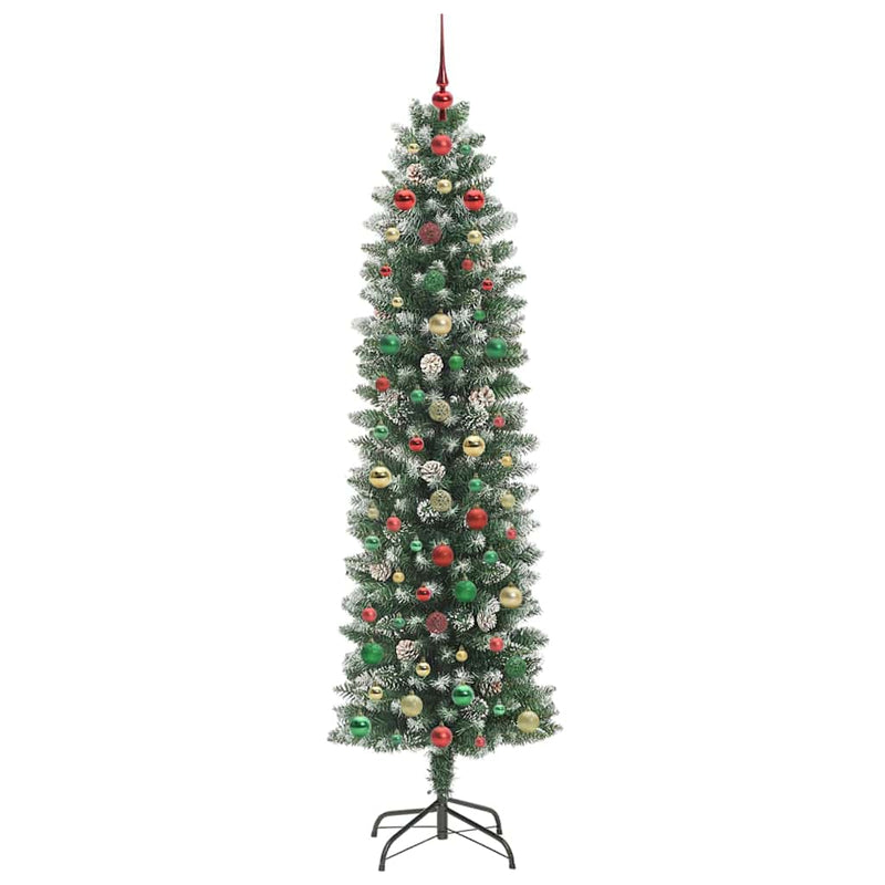 vidaXL Mű Karcsú Karácsonyi Fa 300 LED-del Zöld és fehér 240 cm
