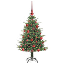 vidaXL Mesterséges, elővilágított karácsonyfa labdákkal Zöld 120 cm