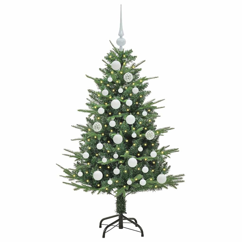 vidaXL Mesterséges, elővilágított karácsonyfa labdákkal Zöld 120 cm