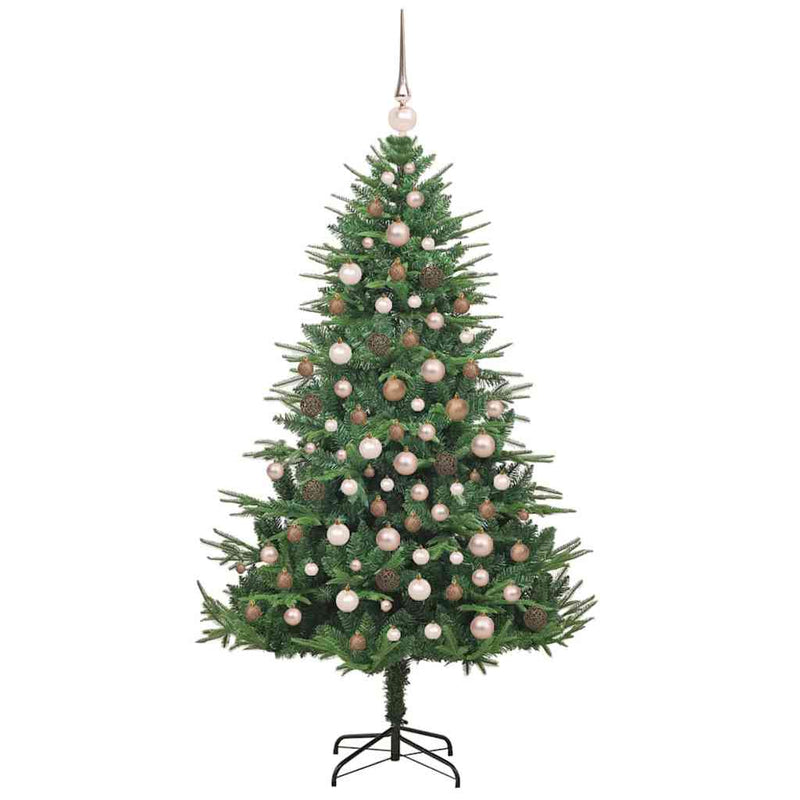 vidaXL Mesterséges, elővilágított karácsonyfa labdákkal Zöld 180 cm