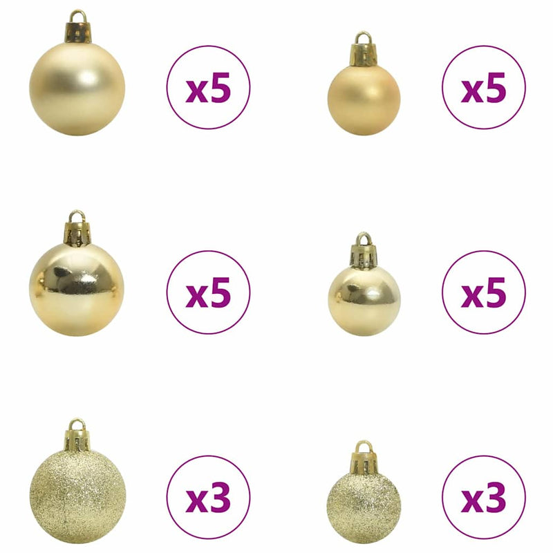 vidaXL Mesterséges, elővilágított karácsonyfa labdákkal Zöld 240 cm