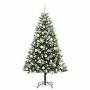 vidaXL Műanyag csuklós karácsonyfa bolyhos hóval Zöld és fehér 180 cm